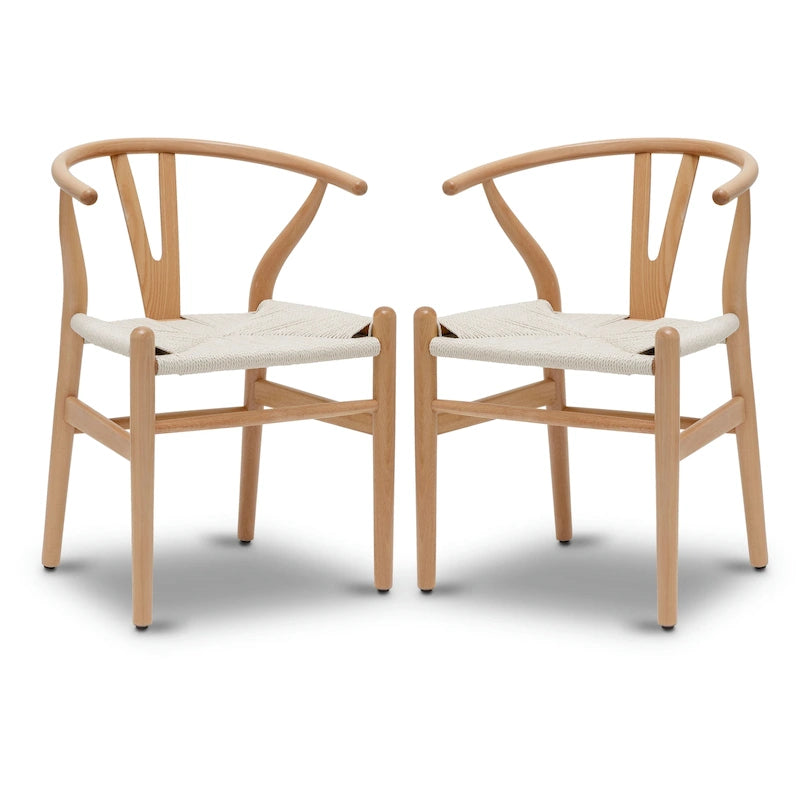 Geflechtstühle mit Massivholzgestell (2er-Set)