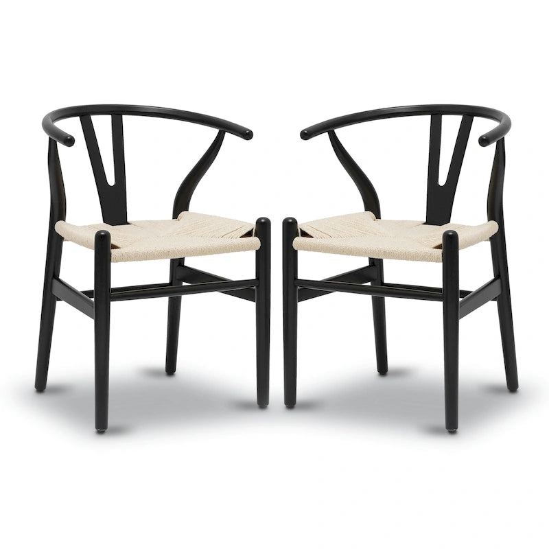 Geflechtstühle mit Massivholzgestell (2er-Set)