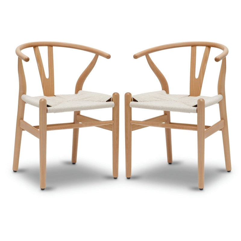 Geflechtstühle mit Massivholzgestell (2er-Set)