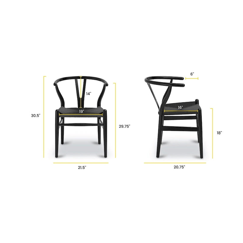 Geflechtstühle mit Massivholzgestell (2er-Set)