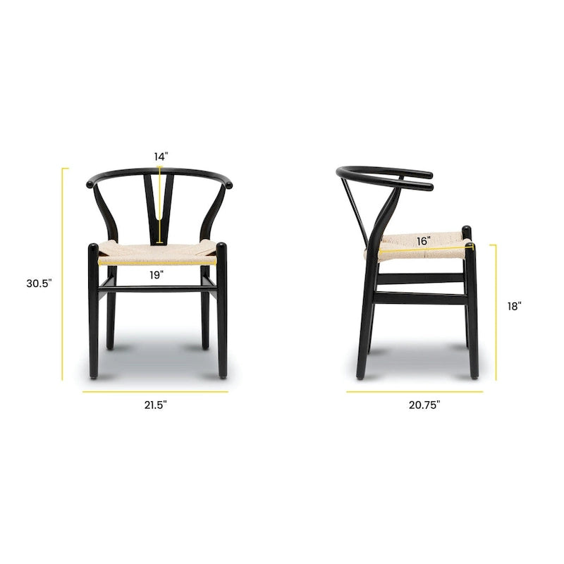Geflechtstühle mit Massivholzgestell (2er-Set)