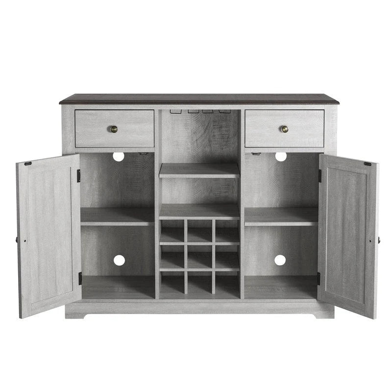 Armario para vinos moderno de 47 pulgadas con puertas en X y botellero integrado - 47 pulgadas de ancho