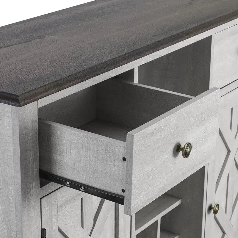 Armario para vinos moderno de 47 pulgadas con puertas en X y botellero integrado - 47 pulgadas de ancho