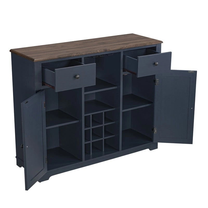 Armario para vinos moderno de 47 pulgadas con puertas en X y botellero integrado - 47 pulgadas de ancho