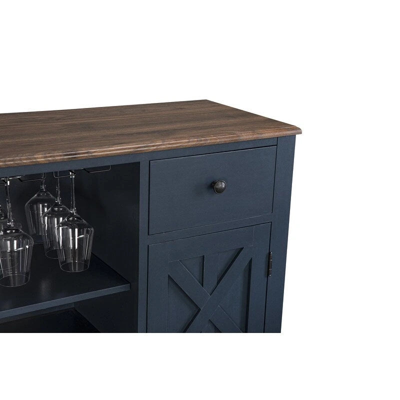 Armario para vinos moderno de 47 pulgadas con puertas en X y botellero integrado - 47 pulgadas de ancho