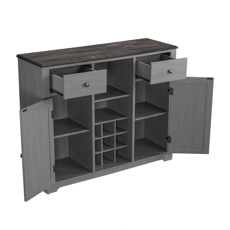 Armario para vinos moderno de 47 pulgadas con puertas en X y botellero integrado - 47 pulgadas de ancho