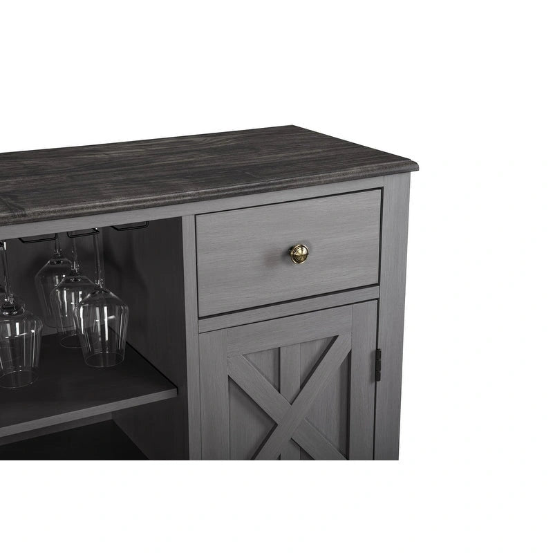 Armario para vinos moderno de 47 pulgadas con puertas en X y botellero integrado - 47 pulgadas de ancho