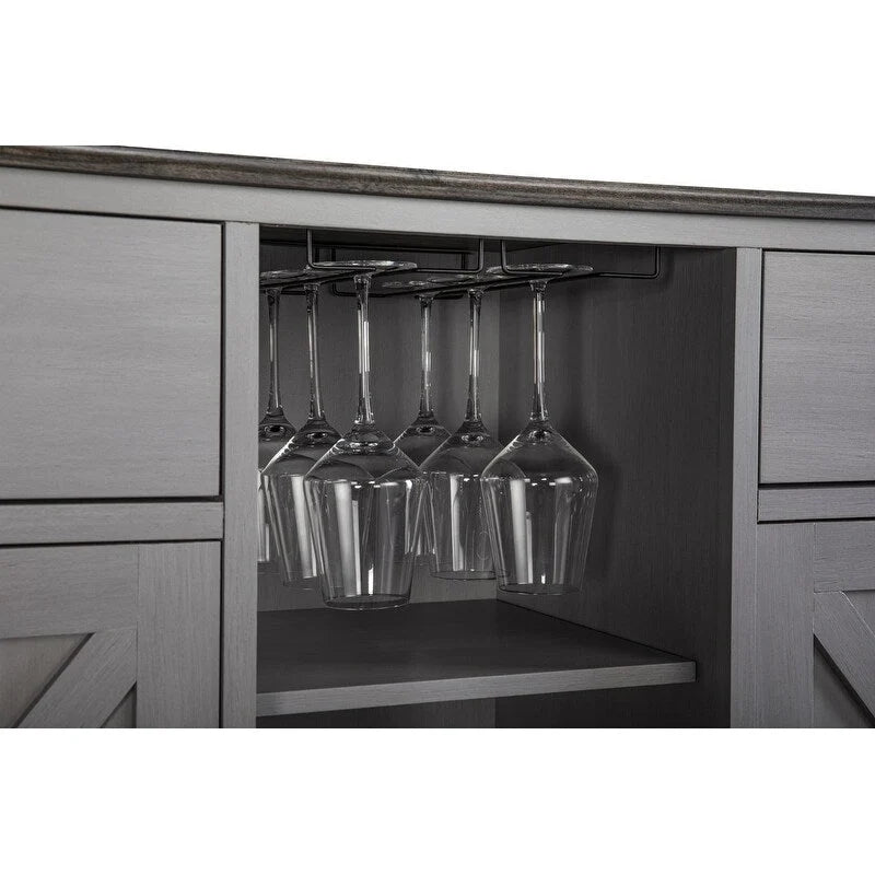 Armario para vinos moderno de 47 pulgadas con puertas en X y botellero integrado - 47 pulgadas de ancho