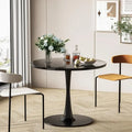 Table ronde moderne du milieu du siècle pour la cuisine ou la salle à manger, avec plateau en MDF de qualité supérieure et piètement central en acier