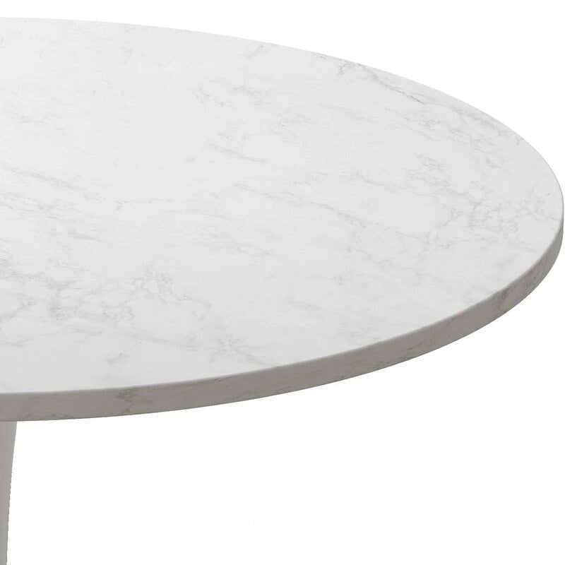 Table ronde moderne du milieu du siècle pour la cuisine ou la salle à manger, avec plateau en MDF de qualité supérieure et piètement central en acier