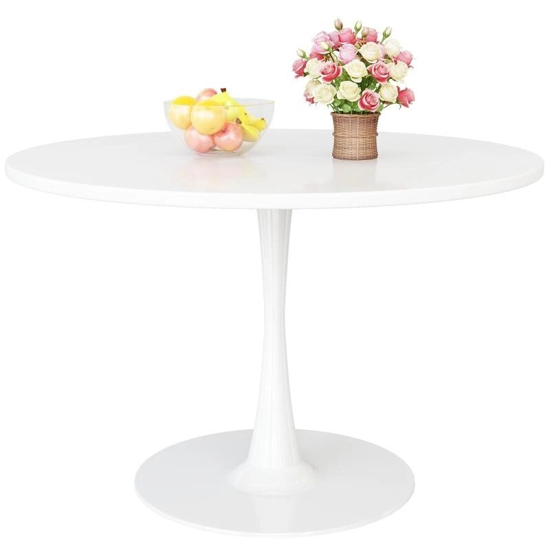 Table ronde moderne du milieu du siècle pour la cuisine ou la salle à manger, avec plateau en MDF de qualité supérieure et piètement central en acier