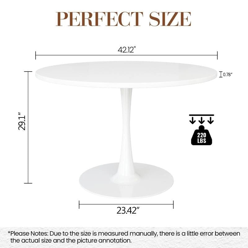 Table ronde moderne du milieu du siècle pour la cuisine ou la salle à manger, avec plateau en MDF de qualité supérieure et piètement central en acier