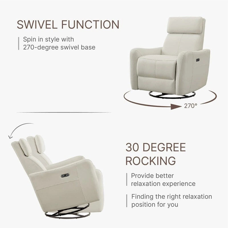 Fauteuil inclinable pivotant à bascule électrique, fauteuil d’allaitement inclinable