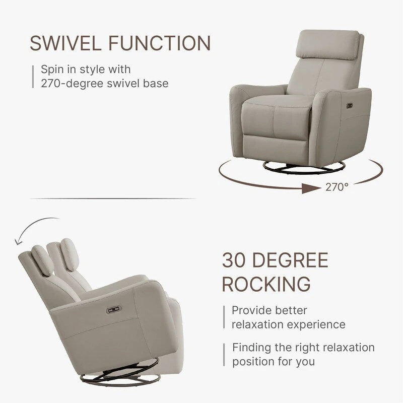 Fauteuil inclinable pivotant à bascule électrique, fauteuil d’allaitement inclinable