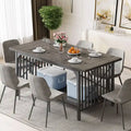 Mesa de cocina grande de 70 pulgadas para 6-8 personas, estilo rústico industrial con estante de almacenamiento