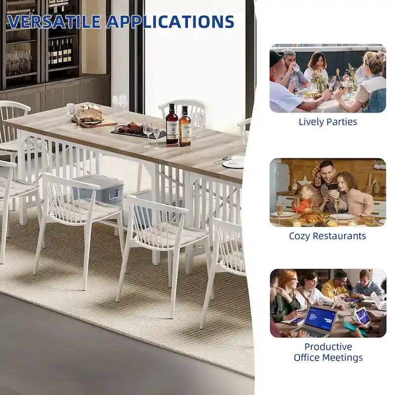 Grande table de cuisine de 70 pouces pour 6 à 8 personnes, style industriel champêtre, avec étagère de rangement
