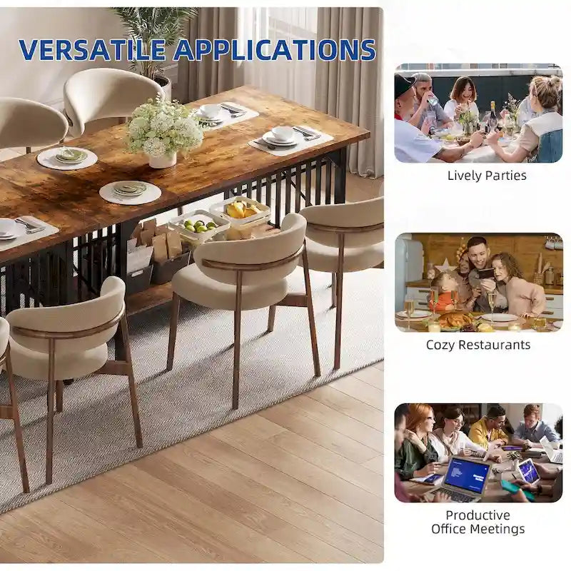 Mesa de cocina grande de 70 pulgadas para 6-8 personas, estilo rústico industrial con estante de almacenamiento